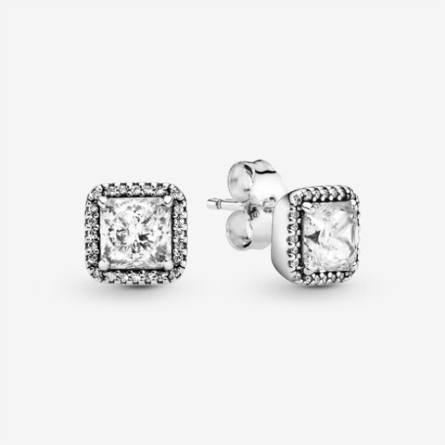 Square Sparkle Halo Stud Earrings Pandora Sterling Silver